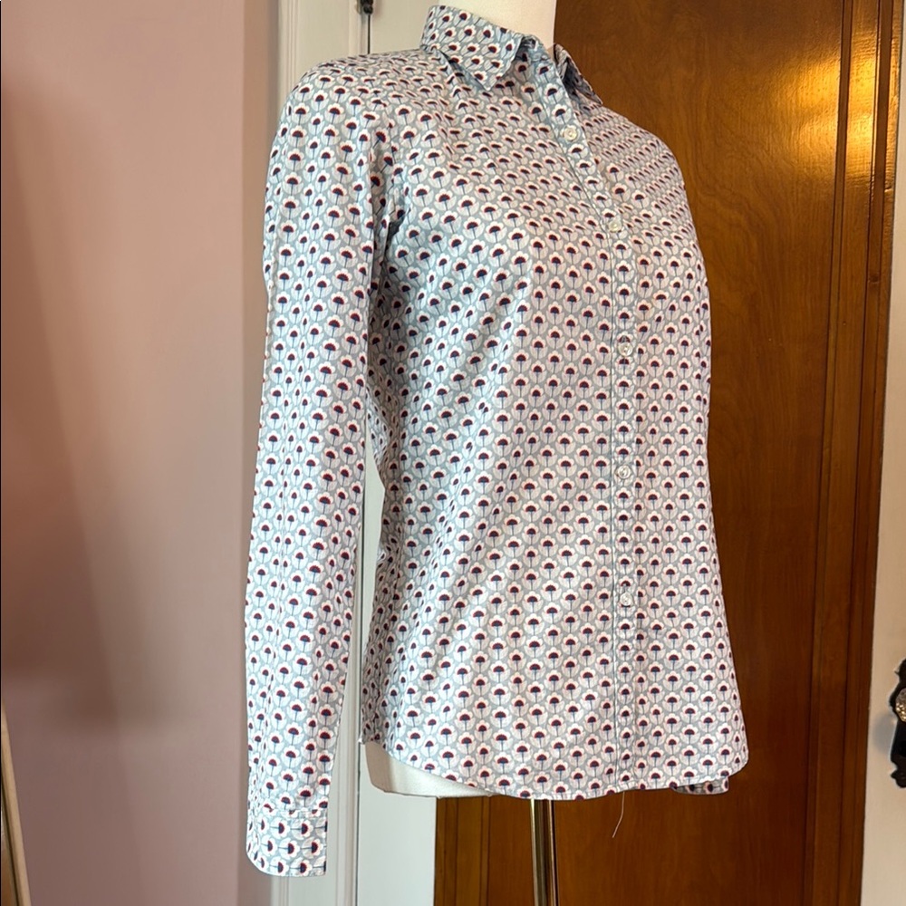 Orla Kiely Blue and Red Floral Pattern Shirt